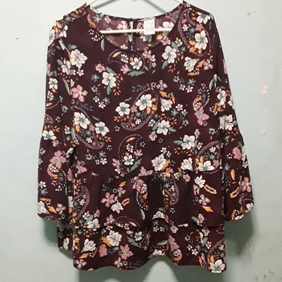 Time and Tru Tops - Women's Time & True Peplum Ruffle 3X